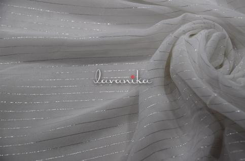 Dyeable Georgette Fabric with Silver Zari lines DnoSZLGSRFD